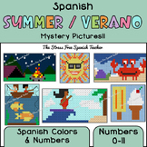 Spanish SUMMER Color By Number Mystery Pictures EL VERANO 