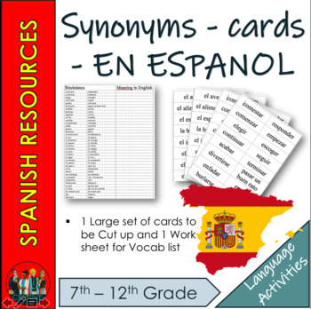 Preview of Spanish - SYNONYMS Vocab Cards