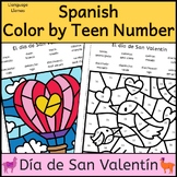 Spanish San Valentín Color by TEEN Number Valentine's Colo