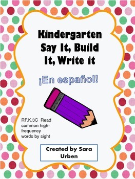 Preview of Spanish Say, Build, Write (Kindergarten)