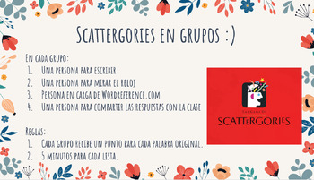 Preview of Spanish Scattergories! Fun, interactive icebreaker game!