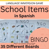 Spanish School Items BINGO with 35 Different Cards