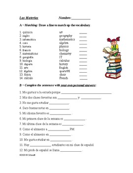 Spanish 1 Class Subjects Vocab. - ProProfs Quiz