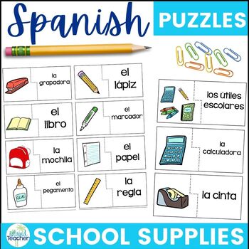 Preview of Spanish School Supplies Puzzles