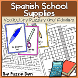 Spanish School Supplies Puzzles and Activities