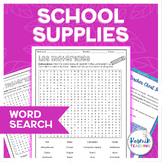 Spanish School Supplies Vocabulary Word Search