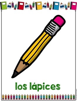Spanish School Supply Posters by Blonde Bilingual | TPT