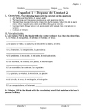 Spanish School and Education Unit Exam Study Guide Packet 