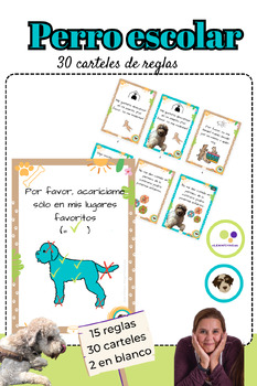 Preview of Spanish: School dog | Therapy dog | Poster with rules | Perro escuela de terapia