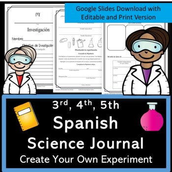Preview of Spanish Science Experiment Journal | Digital Or Print | Grades 3, 4, 5