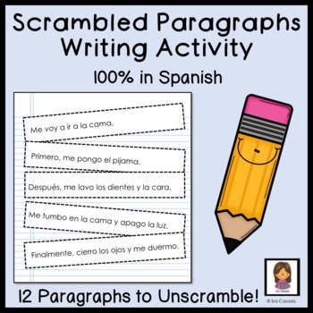 Preview of Spanish Paragraph Writing Activity scrambled paragraphs