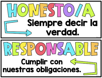 Spanish Sé una persona Word Wall - 18 palabras con definiciones | TpT