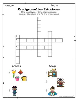 Spanish Seasons and Weather: Crossword & Word Search by ...