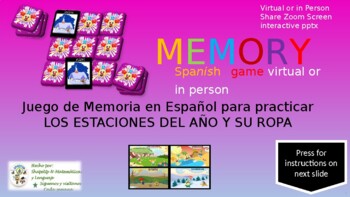 Preview of Spanish Seasons & Clothes Memory Game / Practica Estaciones del Año y Ropa PPTX