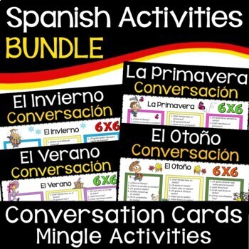 Preview of Spanish Seasons Conversation Activity BUNDLE | Invierno Primavera Verano Otoño