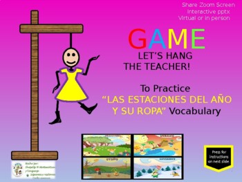 Preview of Spanish Seasons Hangman Game / Práctica Interactiva - Estaciones del Año y Ropa