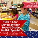 Spanish Second Grade Math TEKS "Yo Puedo" Statements