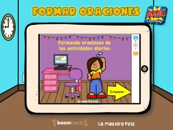 Preview of Spanish Sentence Building /Formando oraciones (with Animated GIFs) BOOMCARDS