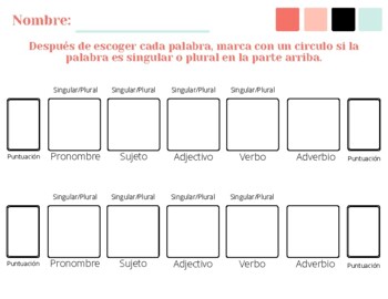 Preview of Spanish Sentence Frames Worksheet