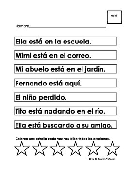 Spanish Sentence Reading with HFW for Beginners (Frases- palabras de alta  frec)