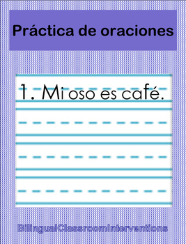 Preview of Spanish Sentence Writing With Pictures/Escritura de oraciones c/dibujos