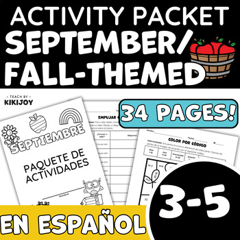Preview of Spanish September Fall-Themed Morning Work Independent Activity Packet