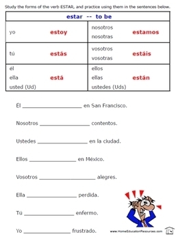 Spanish Ser, Estar, & Adjectives Worksheets by Fran Lafferty | TpT