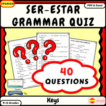 Preview of Spanish Ser Vs Estar practice activities quiz No prep Test con respuestas
