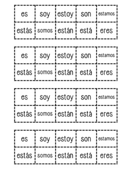 Spanish Ser and Estar Conjugation Cut and Paste Note Sheet | TpT