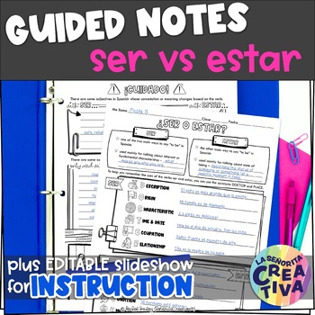 Preview of Spanish Ser and Estar Guided Notes and Slideshow
