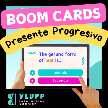 Preview of Spanish Present Progressive Activity - Digital Task Cards with Boom Cards