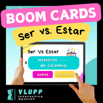 Preview of Spanish Ser vs. Estar Activity - Digital Task Cards with Boom Cards