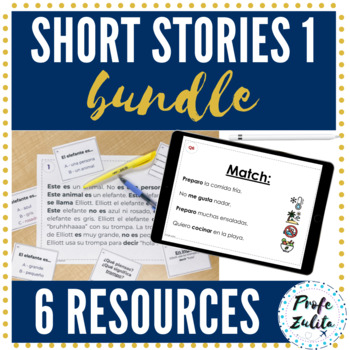 Preview of Spanish Short Stories Bundle 1 | Short Story Task Cards