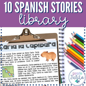 Preview of Spanish Readings Short Story Library 1 - 10 PDF Printable Stories Level 1