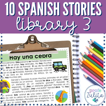 Preview of Spanish Short Story Library 3 | 10 PDF Printable CI Readings Level 1