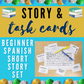 Preview of Spanish Short Story for beginners | Question Task Cards FREE