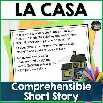 Preview of Spanish Short story w/ Spanish house vocabulary - Spanish reading comprehension 