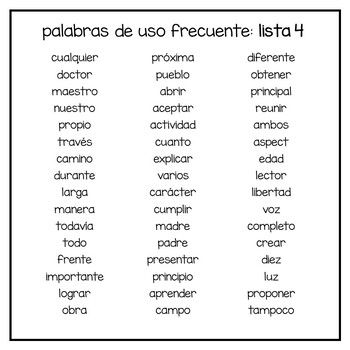 Spanish Sight Word Handwriting Practice Set 4 by The Primary Pal