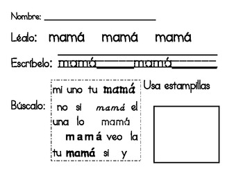 Preview of Spanish Sight Word Practice -Family words