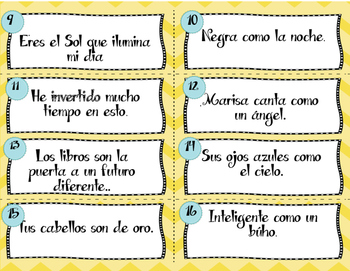 Spanish Similes & Metaphors Task Cards by Bilingual4ever | TpT