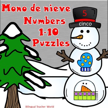 Preview of Spanish Snowman Number Puzzles 1-10