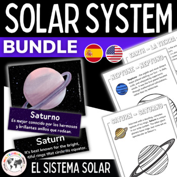 Preview of Spanish Solar System and Space Activities BUNDLE | Matching, Coloring Worksheets