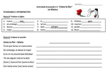 Spanish in la flor translation in