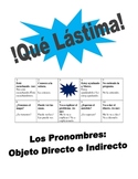 Spanish Direct and Indirect Object Pronouns Speaking Activ