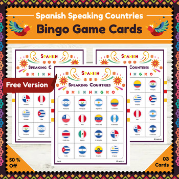 Preview of Spanish Speaking Countries Bingo Game Cards