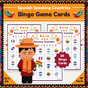 Preview of Spanish Speaking Countries Bingo Game Cards : Hispanic Heritage Month Activity