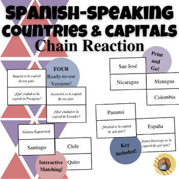 Preview of Spanish Speaking Countries & Capitals | Chain Reaction 