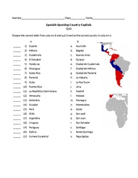 spanish speaking countries and capitals quiz