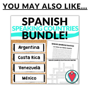 Spanish Speaking Countries Capitals Worksheet Crossword Puzzle