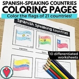 Spanish Speaking Countries Coloring Flags Worksheets - Spa